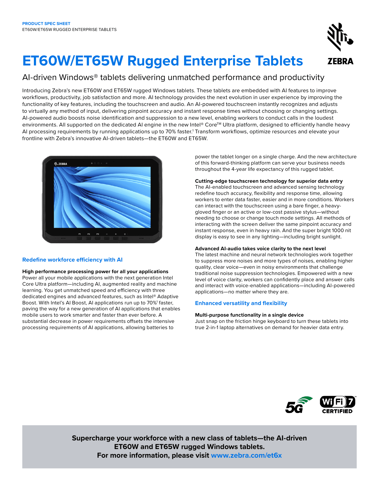 ET60W/ET65W RUGGED ENTERPRISE TABLETS