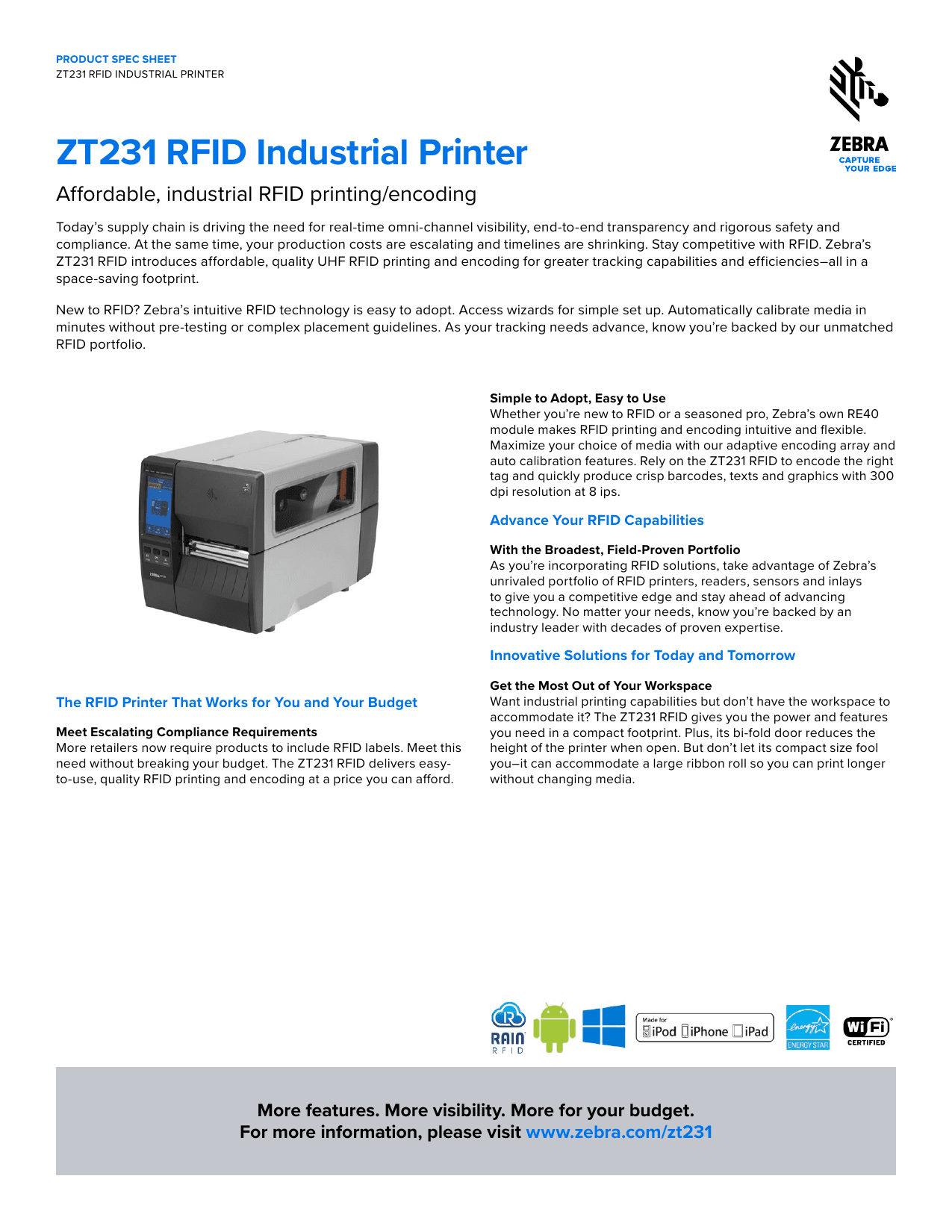 ZT231 RFID INDUSTRIAL PRINTER - เครื่องพิมพ์อุตสาหกรรม | ทวีทรัพย์